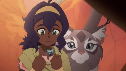 Pavi and Geet in an animated scene from Avatar: Seven Havens