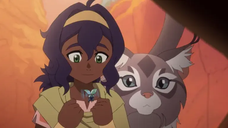 Pavi and Geet in an animated scene from Avatar: Seven Havens