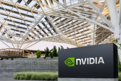 NVIDIA building and sign beneath a roof structure