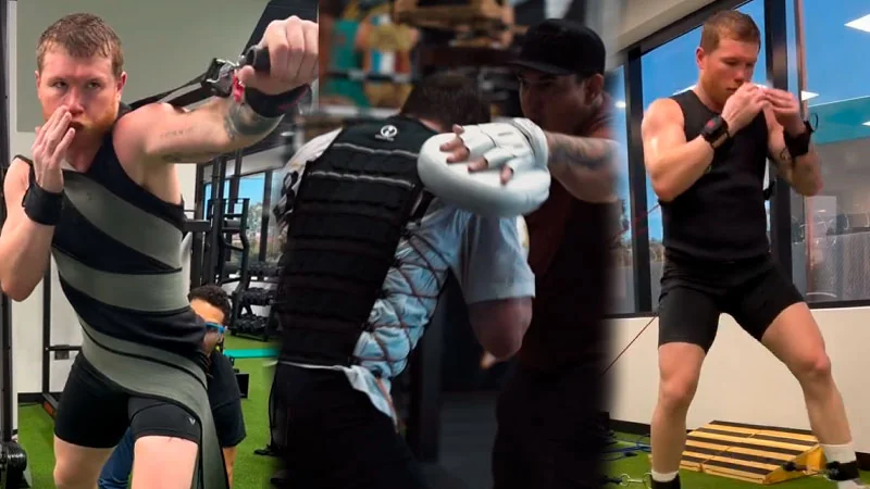 Secuencia de Canelo Álvarez durante su preparación en el gimnasio