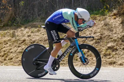 Paul Seixas competes in a Dauphiné time trial