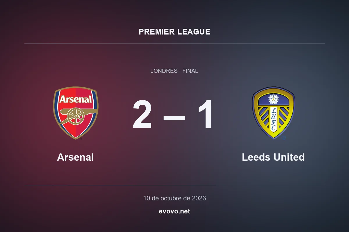 Marcador final: Arsenal 2, Leeds United 1