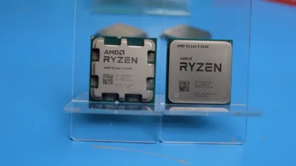 Procesadores AMD Ryzen de las plataformas AM4 y AM5 en una mesa de pruebas