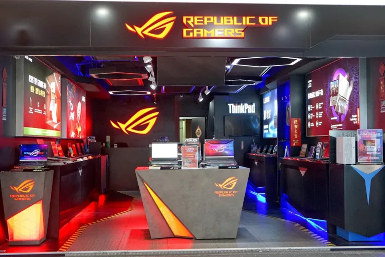 PCs and components displayed at a computer store in Taipei