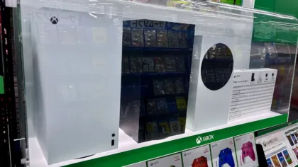 Xbox Series X and Series S consoles displayed in a store