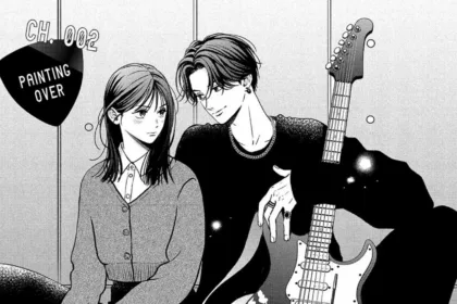 Hibari and Gaku in an illustration from the manga Choking on Love