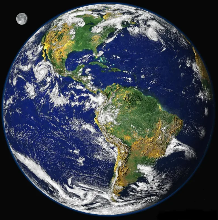 Blue Marble satellite composite featuring the Americas and the eastern Pacific Ocean