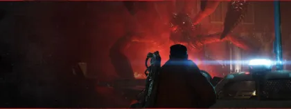 Marcus frente a una criatura Locust en una escena oficial de Gears of War: E-Day