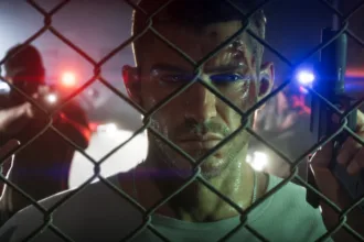 Jason Duval detrás de una reja en una captura oficial de GTA VI