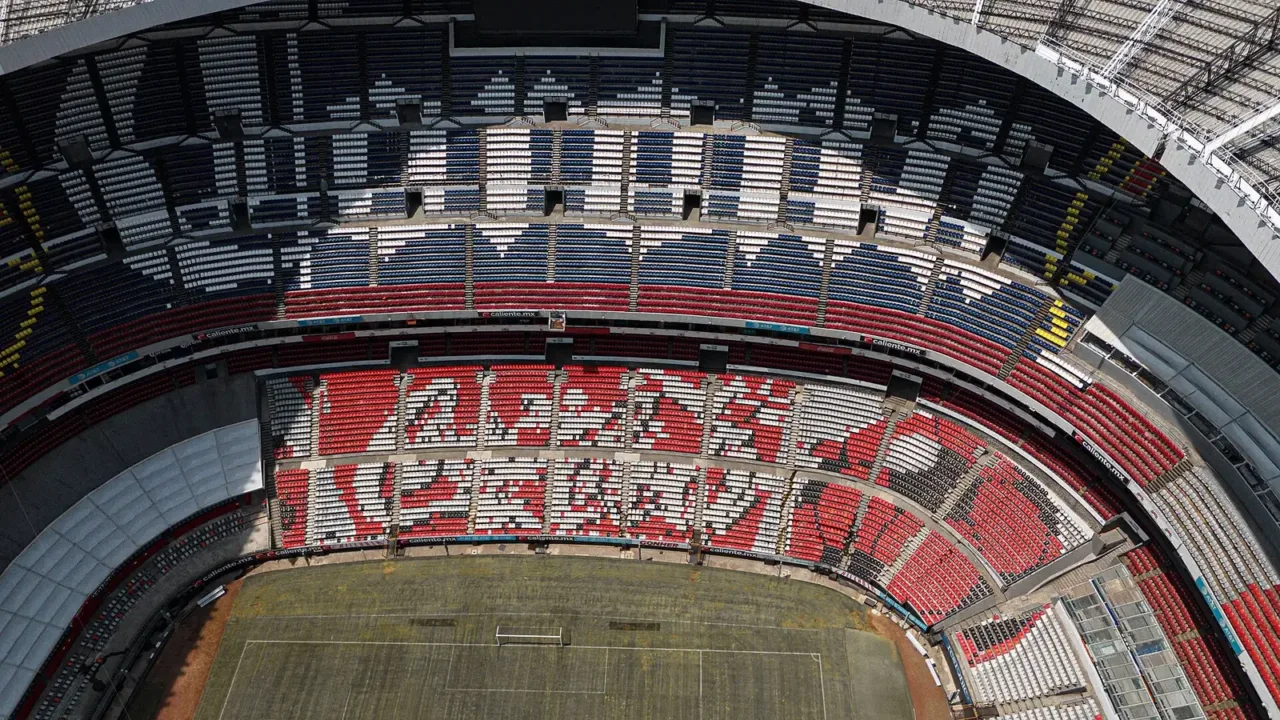 Vista aérea del interior del Estadio Azteca en 2024