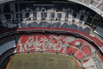 Vista aérea del interior del Estadio Azteca en 2024