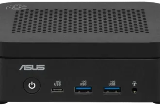 Front view of the ASUS NUC 14 Essential Fanless mini PC