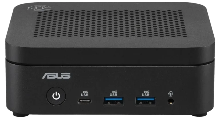 Front view of the ASUS NUC 14 Essential Fanless mini PC