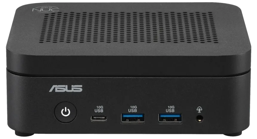 Front view of the ASUS NUC 14 Essential Fanless mini PC
