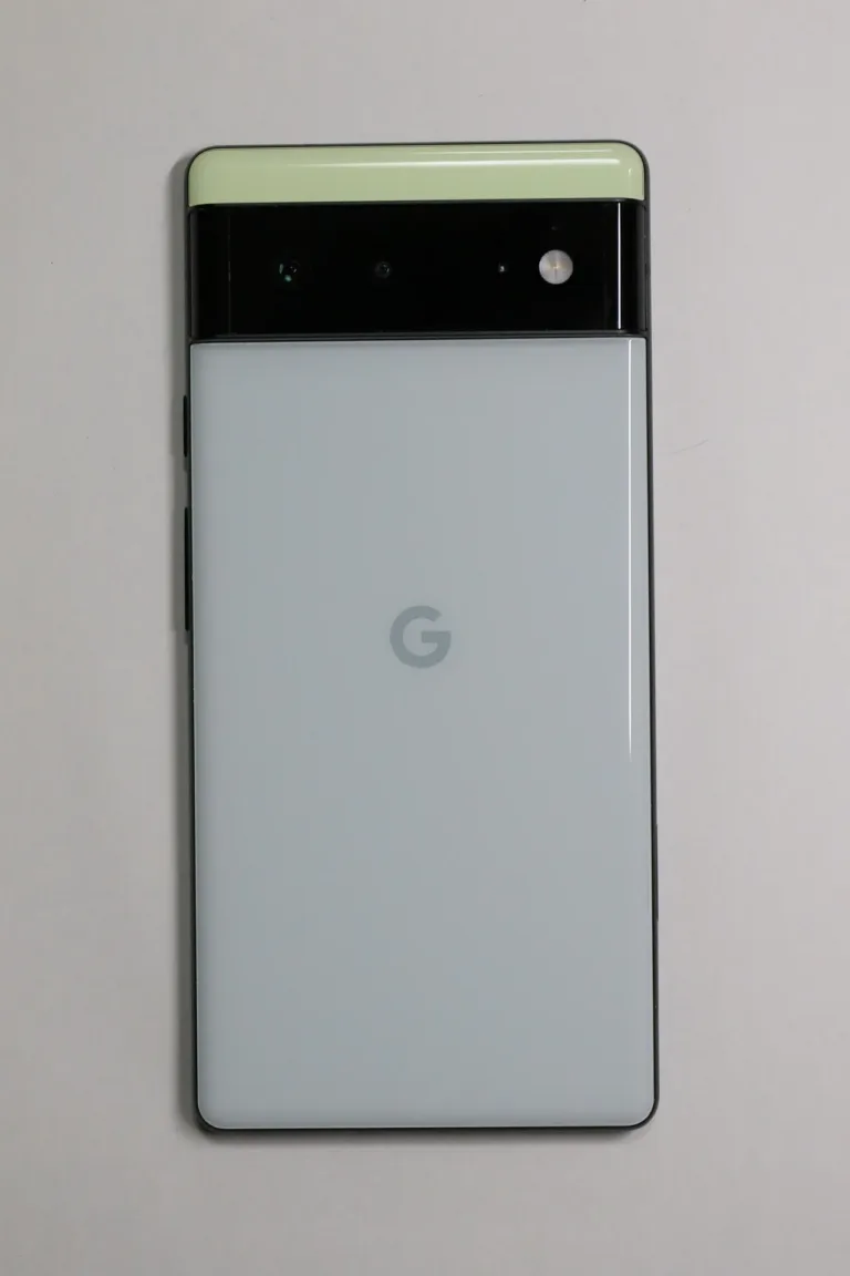 Back of a green Google Pixel 6