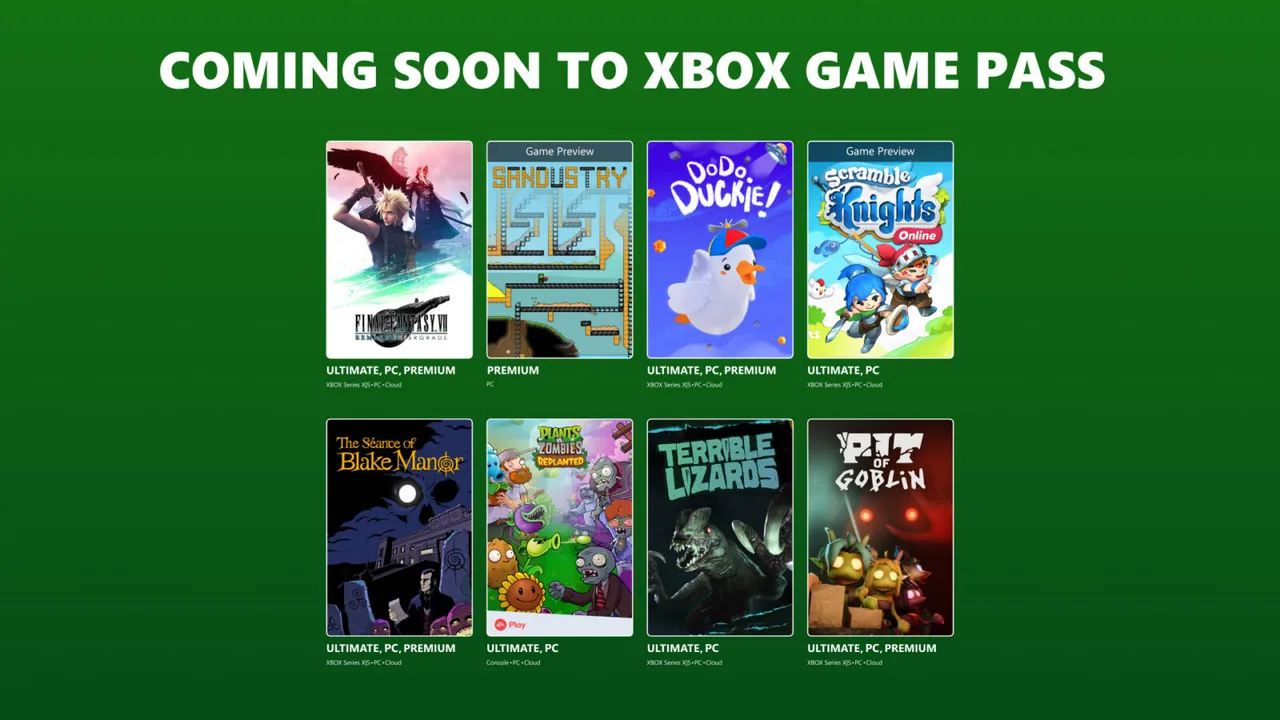 Coming to XBOX Game Pass: Final Fantasy VII Remake Intergrade, The Séance of Blake Manor, and More XBOX Game Pass Coming Soon Hero Image