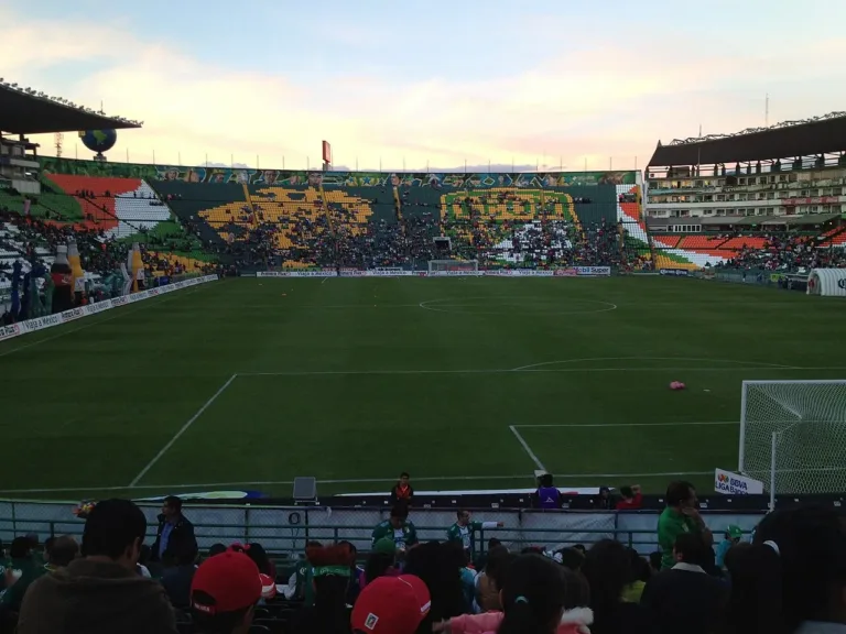 File photo of Estadio León (Nou Camp), showing the field and stands; 10 of December, 2013.