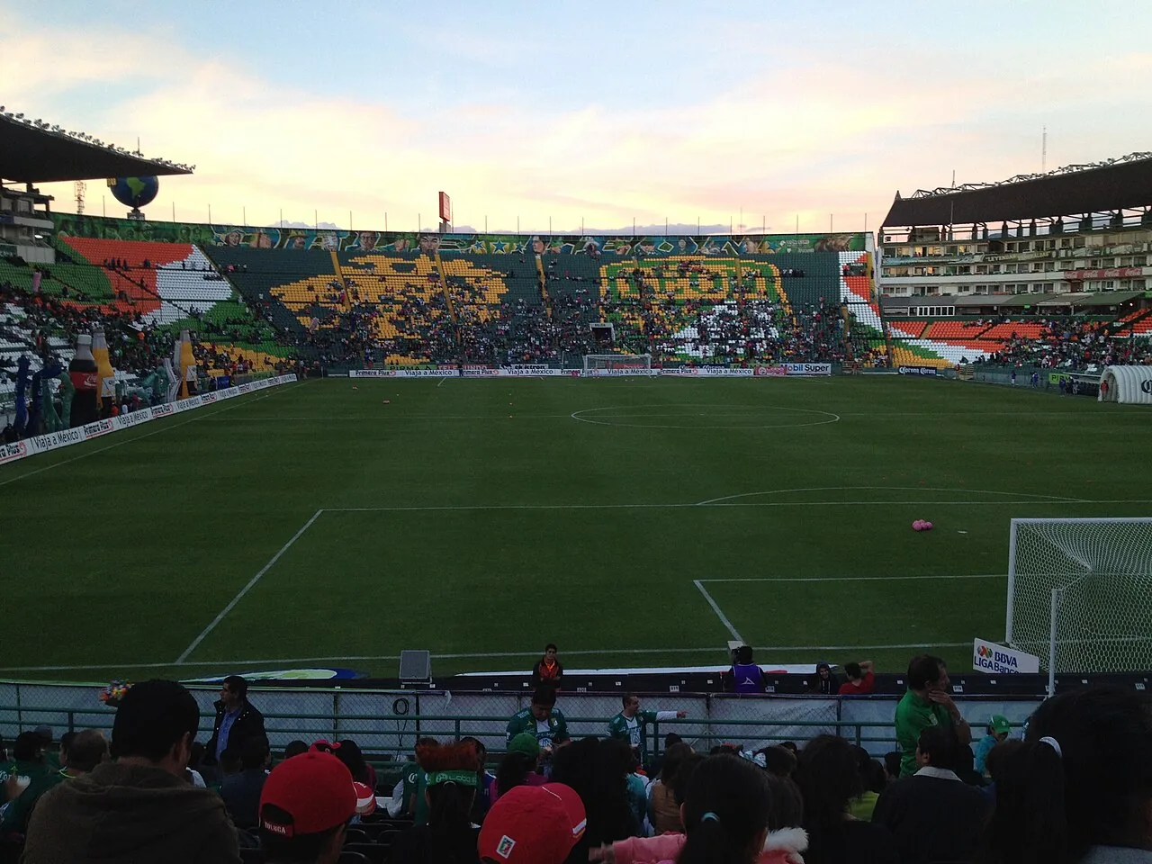 File photo of Estadio León (Nou Camp), showing the field and stands; 10 of December, 2013.