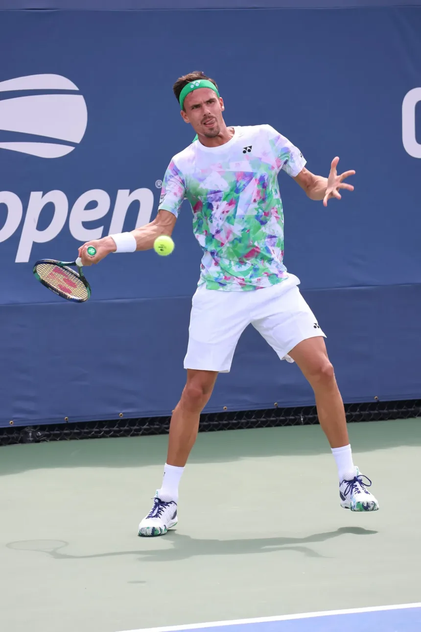 Daniel Altmaier hits a ball during the 2023 US Open
