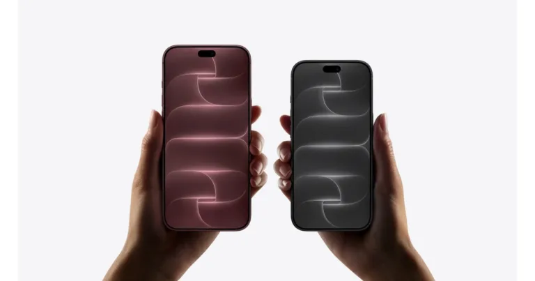 iPhone 18 Pro Max on the left and iPhone 18 Pro on the right in an Apple product image.